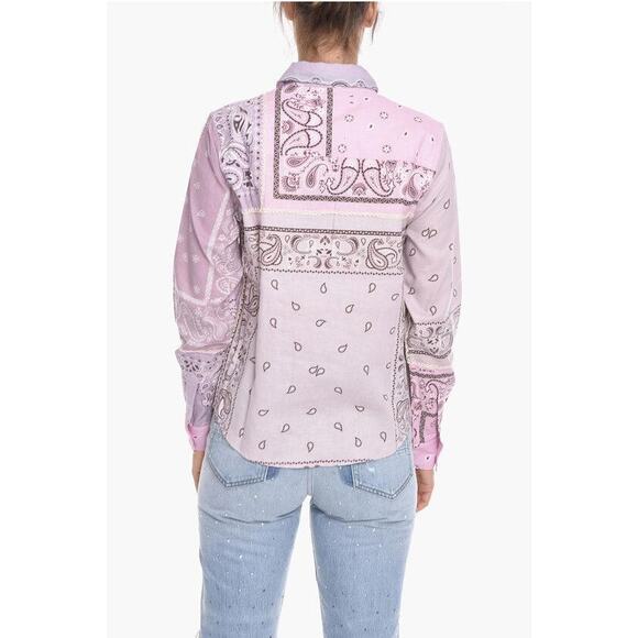 NWT Amiri Lavender Bandana Reconstructed Flannel Button Shirt XL - Picture 2 of 16